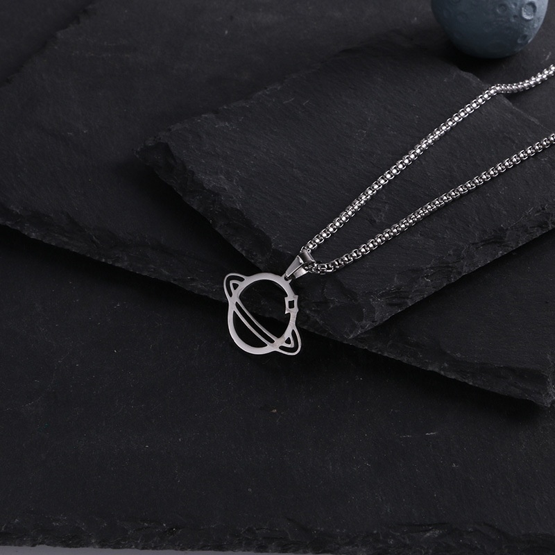 Planet Pendant Stainless Steel Saturn Necklace Men's And Women's Simple Sweater Chain Personality Niche Design Accessories S