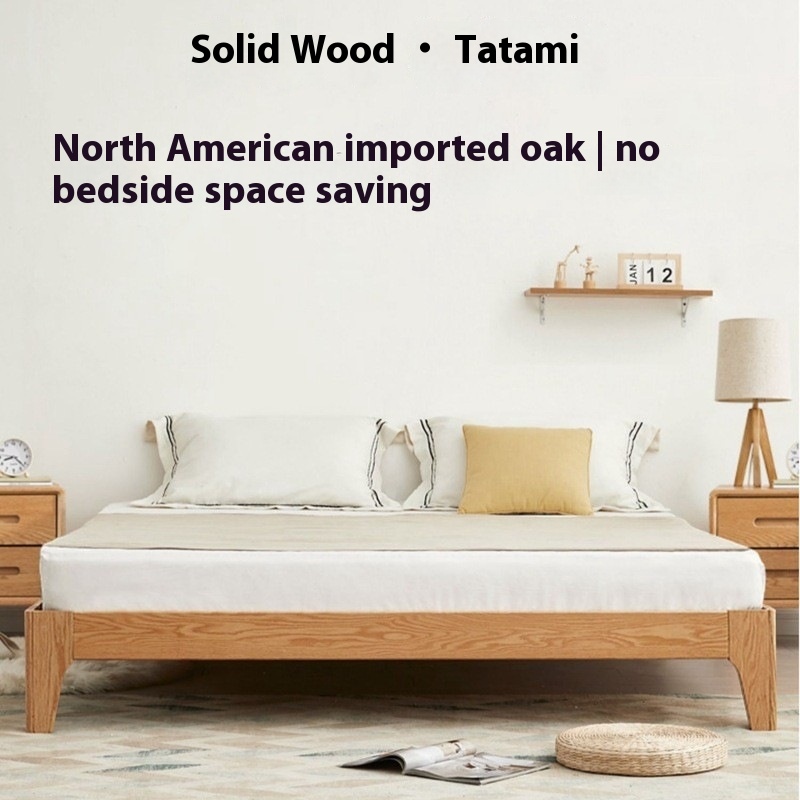 Japanese Tatami Bed Simple Modern Solid Wood Double Bed Without Bedside Bed Frame Row Frame Bed Without Backrest Bed
