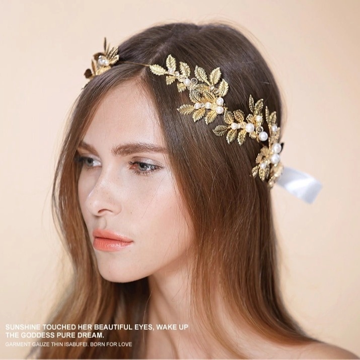 O502 Retro Leaf Bridal Headband Headband Forehead Ornaments Studio Styling Hair Accessories Accessories Foreign Trade