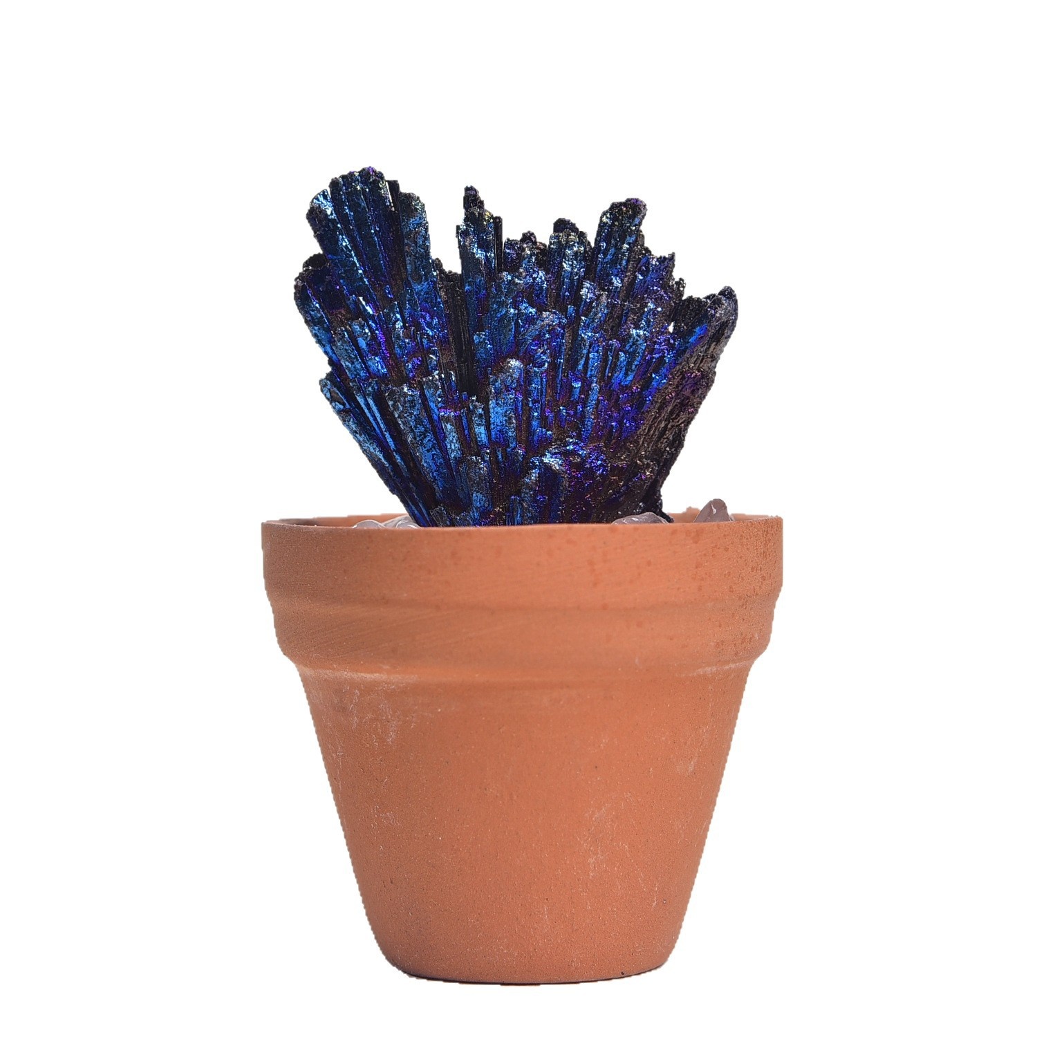 Natural Crystal Raw Stone Ore Potted Ornaments Crystal Gemstone Mineral Standard Home Desktop Car-Mounted Artificial Ceramic Pot Ornaments