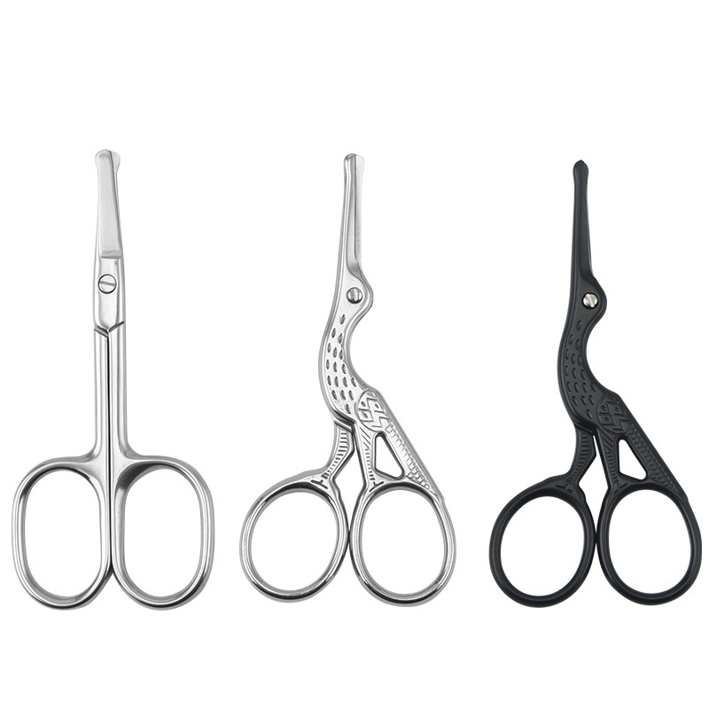 Crane Scissors Stainless Steel Nose Hair Scissors Trim Eyebrows Beard Hair Split Fork Beauty Small Scissors Cut Thread Head Home