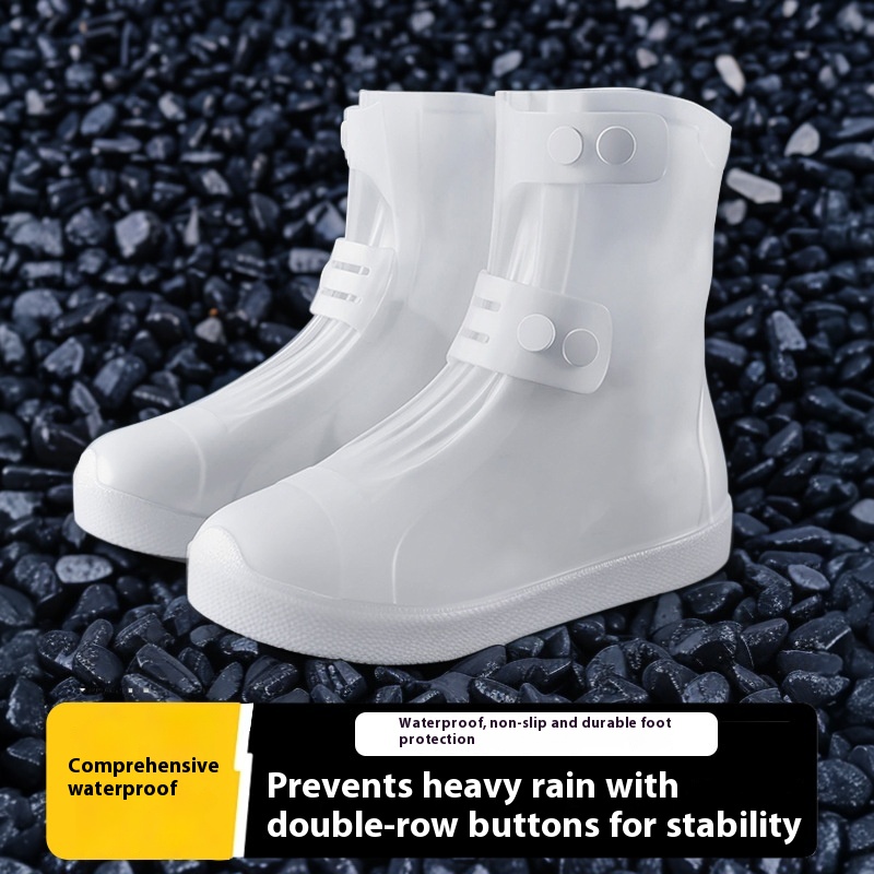 Waterproof Shoe Cover Silicone Rain Non-slip Children's Rain Shoe Cover Rainy Day Rain-proof Foot Cover Thickened Wear-resistant Water Shoes Rain Boots For Men