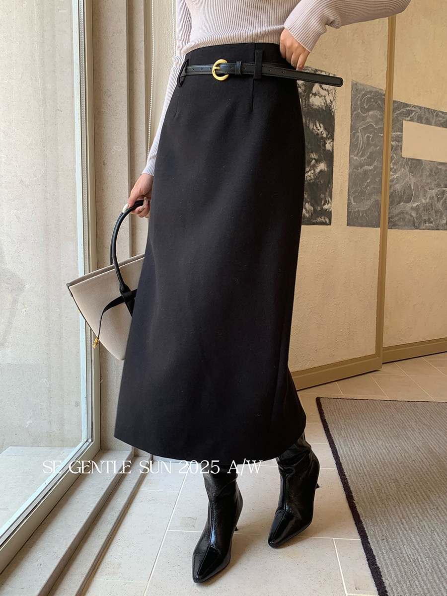 Xiuxixi White Label Elegant And Versatile Solid Color High-Waisted Slimming Bodycon Long Skirt