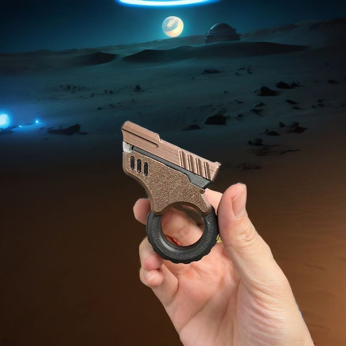 Ti Explosions Azu SE3D Printing Left Wheel M1911 Press Push Card Rotation Simulation Edc Decompression Toy Gun