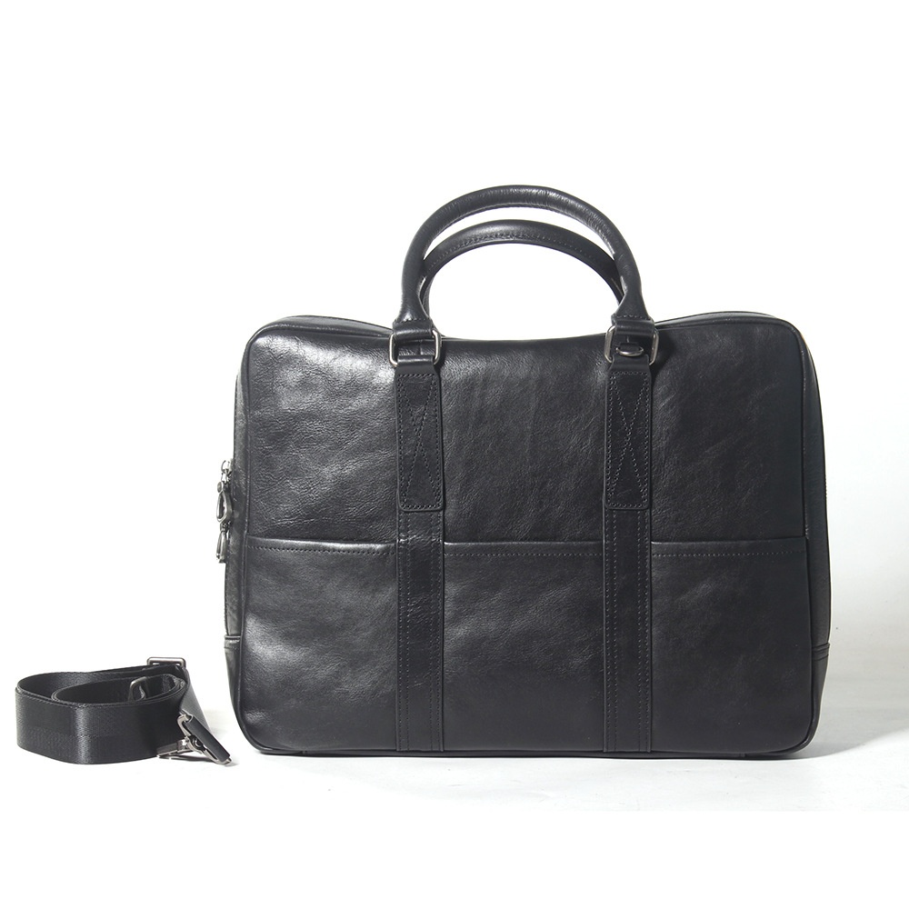 Genuine Leather Men's Bag Handbag Men's Business Briefcase First Layer Cowhide Horizontal Style Leisure Business Travel Shoulder Bag