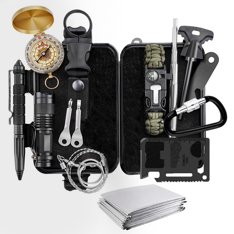 Outdoor Travel Emergency Supplies Multi-function Tactical Vehicle Equipment Camping First Aid Survival Tool Waterproof Box Set