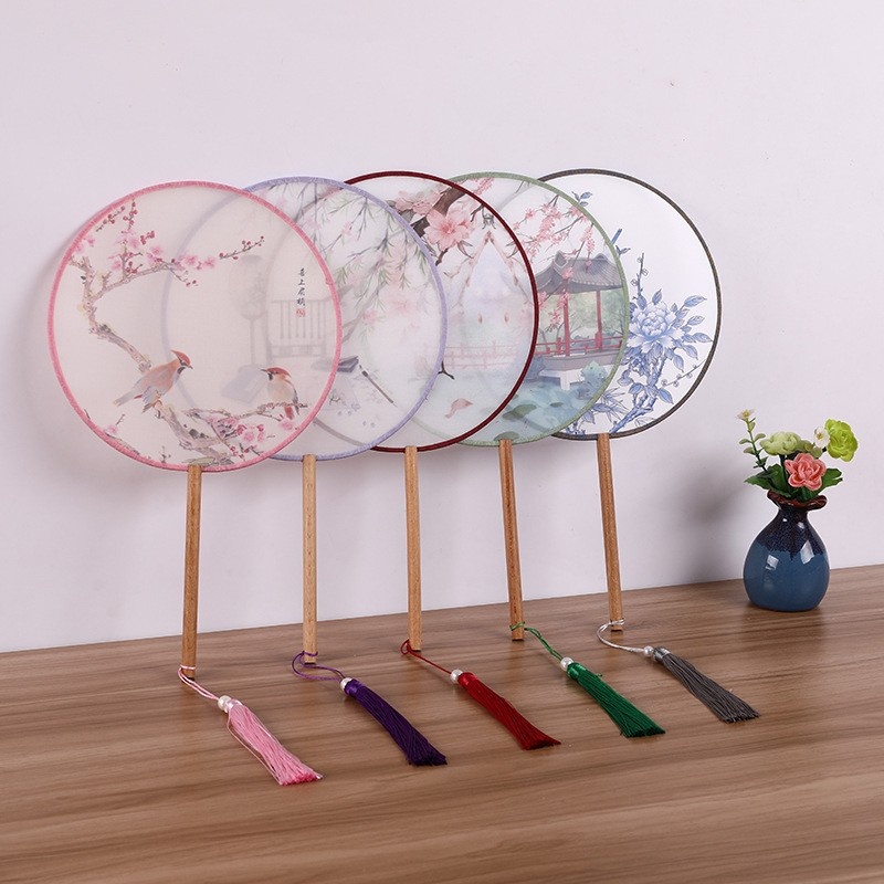 Semi-transparent Ancient Style Round Fan Chinese Fan Women's Round Hanfu Chinese Style Fan Dance Fan Advertising Fan Small Round Fan
