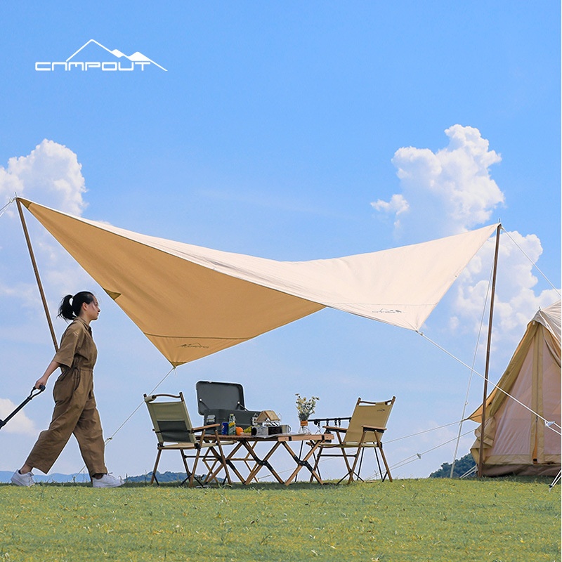 CAMPOUTCamping Canopy Diamond Cotton Canopy Sunshade Tent Rainproof Sunscreen Self-built Pergola Beige