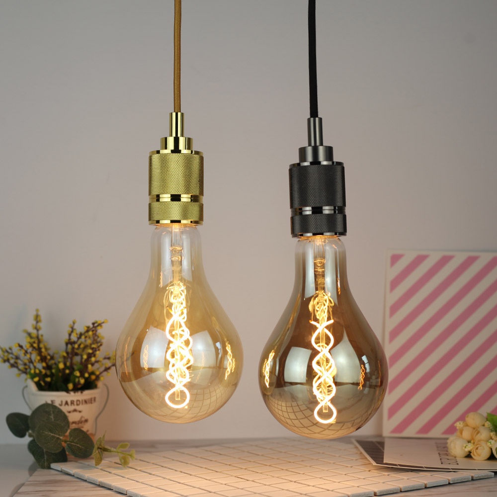 A110 Double Spiral Golden Soft Light Strip Edison Bulb E27 Home Interior Decoration Dimming Retro Lamp PS35