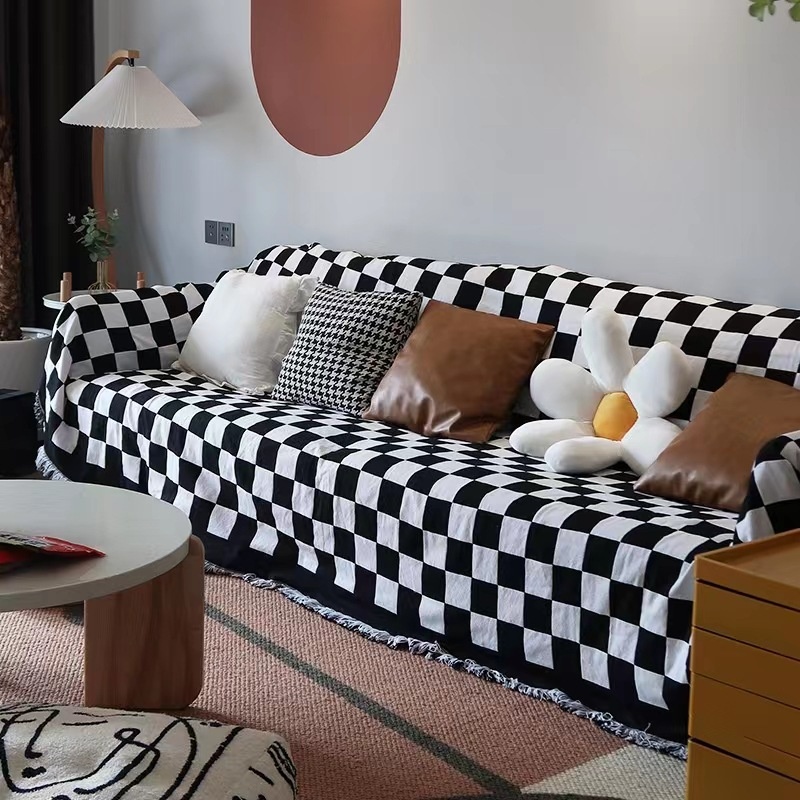 Checkerboard Sofa Blanket Decorative Blanket Sofa Cover
