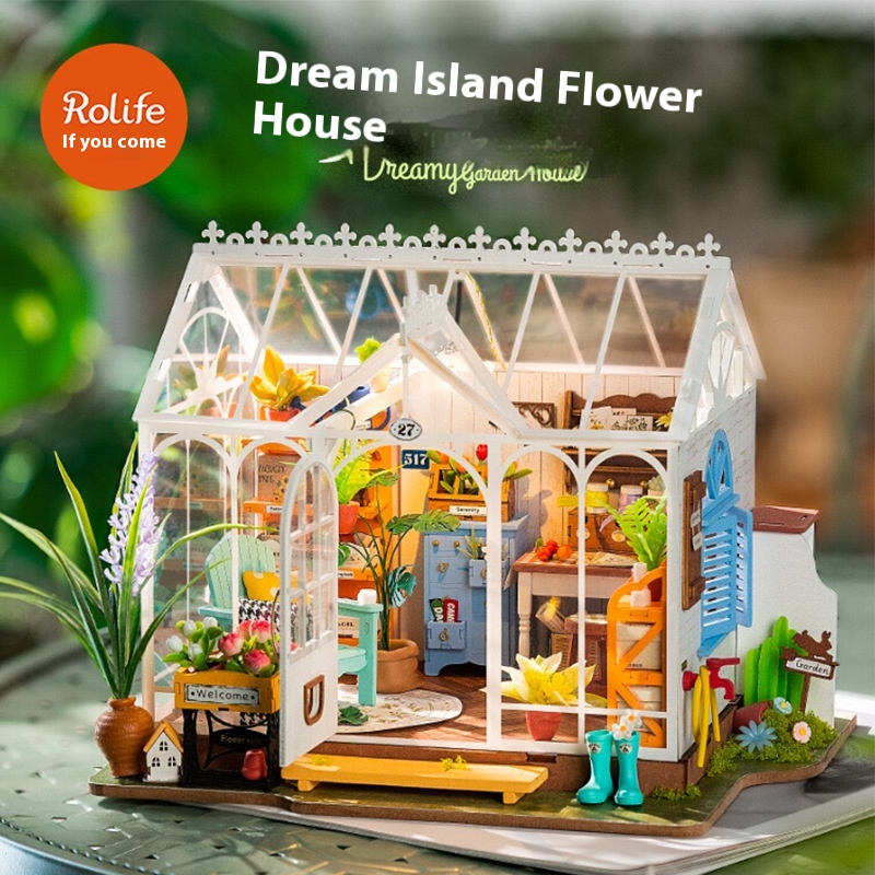 Ruotai Ruolai Mengyu Flower House DIYHandmade House Miniature Model House Mini3 DStereo Puzzle Building Block Gift