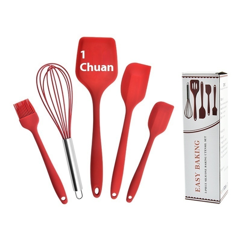 Yangjiang Kitchen Tool Silicone Five-piece Set Integrated Silicone Spatula Egg Beater Large And Small Scraper Oil Brush