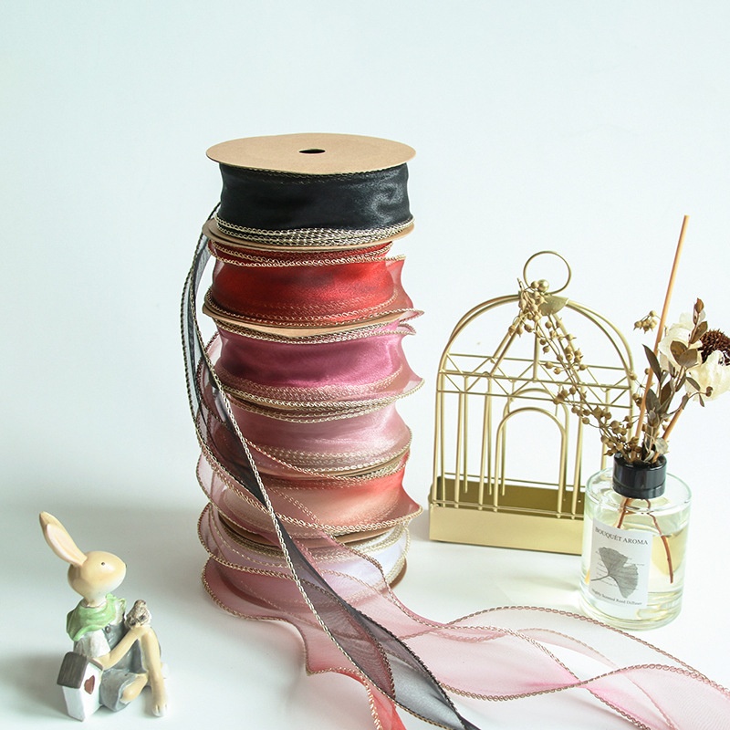 Gold Edge Fishtail Flower Bouquet Wrapped Fishtail Ribbon Flower Art Flower Shop Cake Gift Box Tie