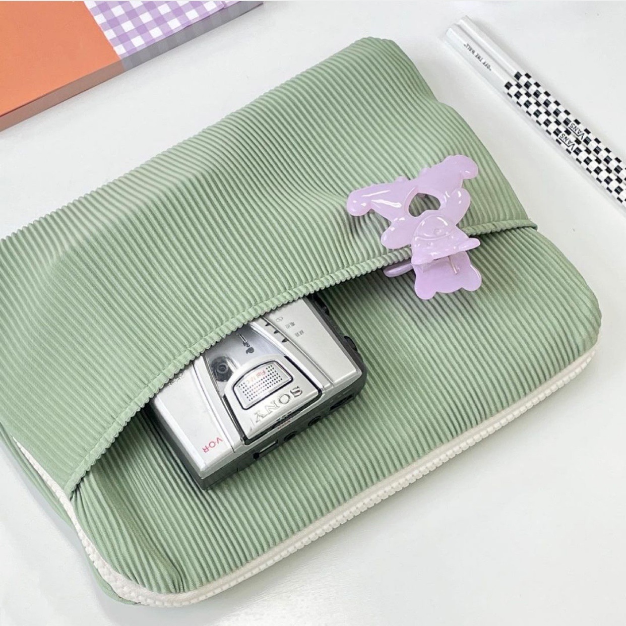 Korean Style Corduroy Computer Bag Cute Tablet11-inch Apple Notebook Storage Liner Bag Protective Cover - 2