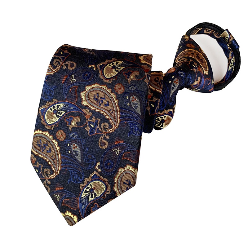 8cm Paisley Polyester Men's Zip Tie Easy To Pull Tie