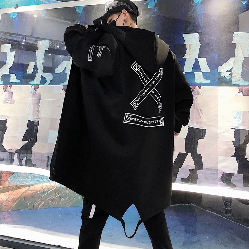 Men's Clothing Japanese Fashion Brand Autumn And Winter Large Size Men's Jacket Coat Mid-length Hooded Windbreaker - 2