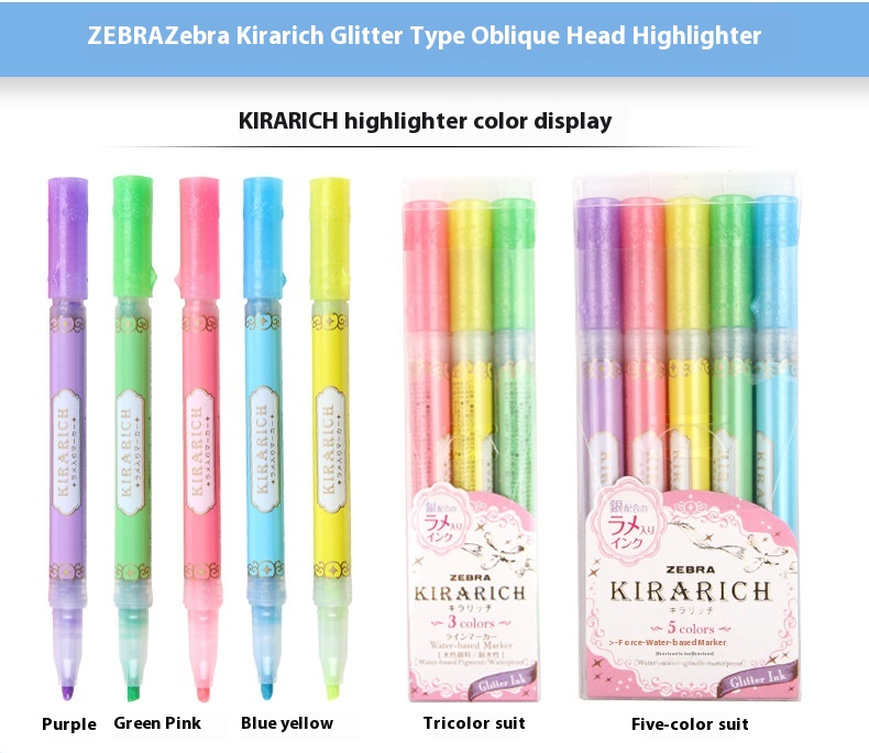 Japanese Z E B R A Zebra W K S18-5 C Kirarich Student Graffiti Marker Pen Beautiful Shiny Highlighter Pen