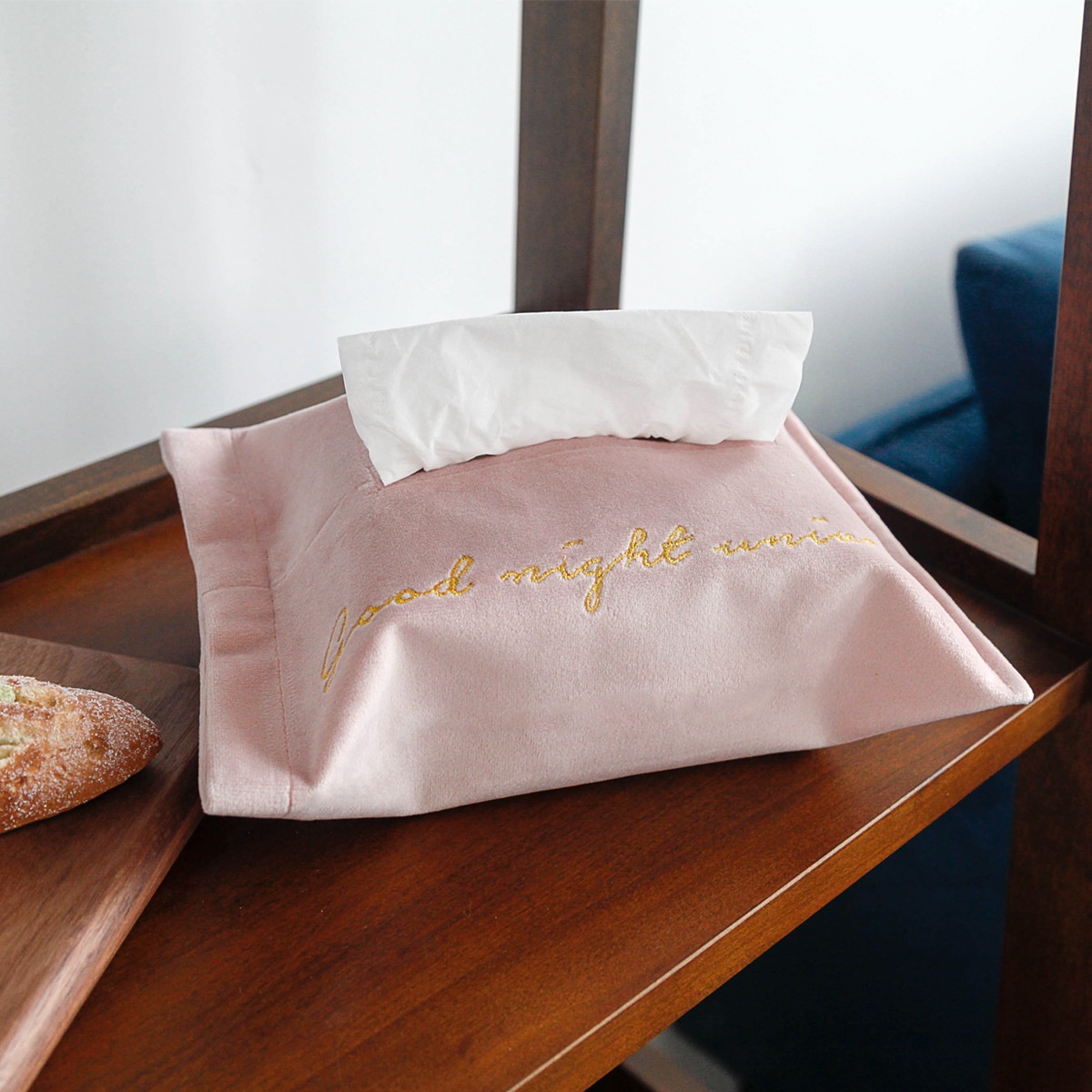 Velvet Gold Embroidered Tissue Cover Home Living Room Car Tissue Box Cover Velvet Bedside Table Desktop Napkin Cover