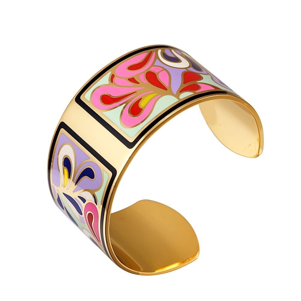 Colorful Enamel Bracelet European And American Exaggerated Retro Creative C-shaped Open Bracelet Valentine's Day Hot Item