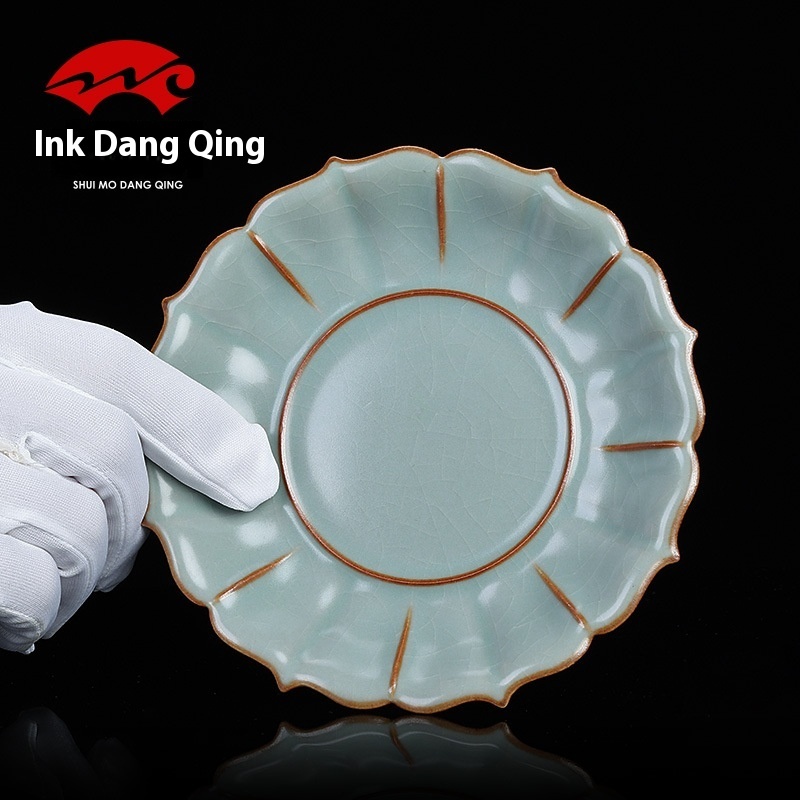 Taiwan Ru Kiln Teapot Tea Holder Lotus Coaster Holder Retro Tea Tray Snack Tray Dried Fruit Tray Living Room Home