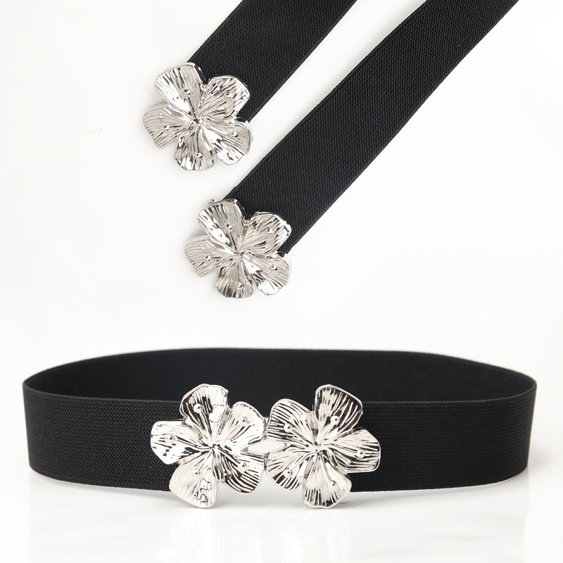 Elastic Elastic Women Fashion All Match Floral Buckle Decorative Belt