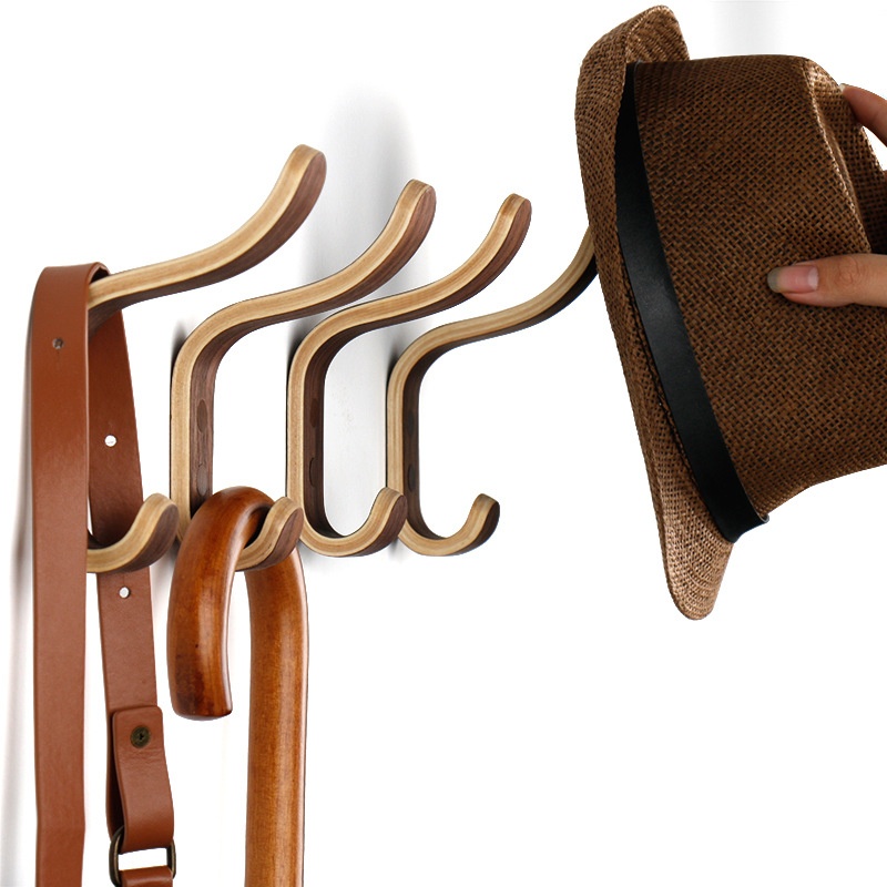 Door Hook Wooden Hole Bathroom Hook Bedroom Storage Hanger Solid Wood Hook Wall Clothes Hook