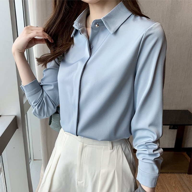 Silk Satin Long-sleeved Elegant Top
