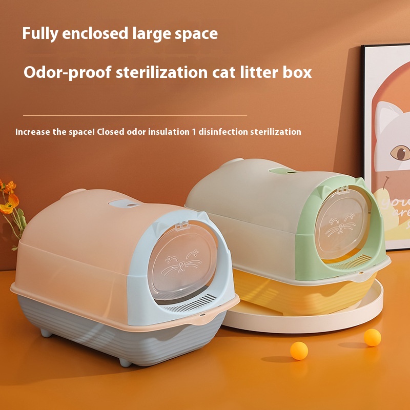 Cat Litter Box Fully Enclosed Cat Toilet Anti-splash Anti-deodorization Flip Fully Enclosed Cat Litter Box Pet Cleaning Supplies