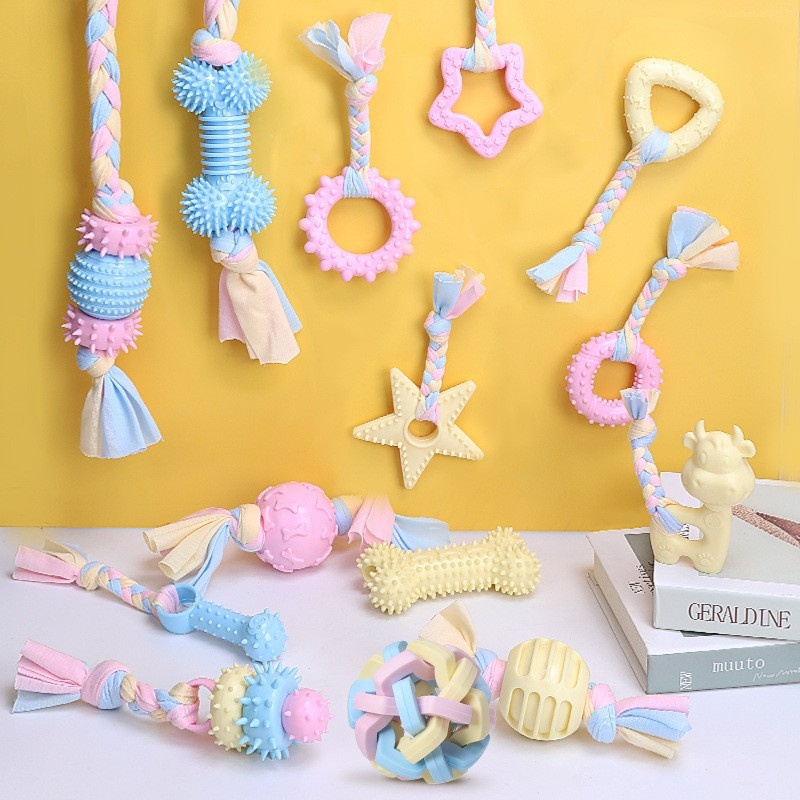 TPR Dog Toy Cotton Rope Knot Grinding Teeth Cleaning Bite Not Bad Cat Since Hi Toy Pet Products S
