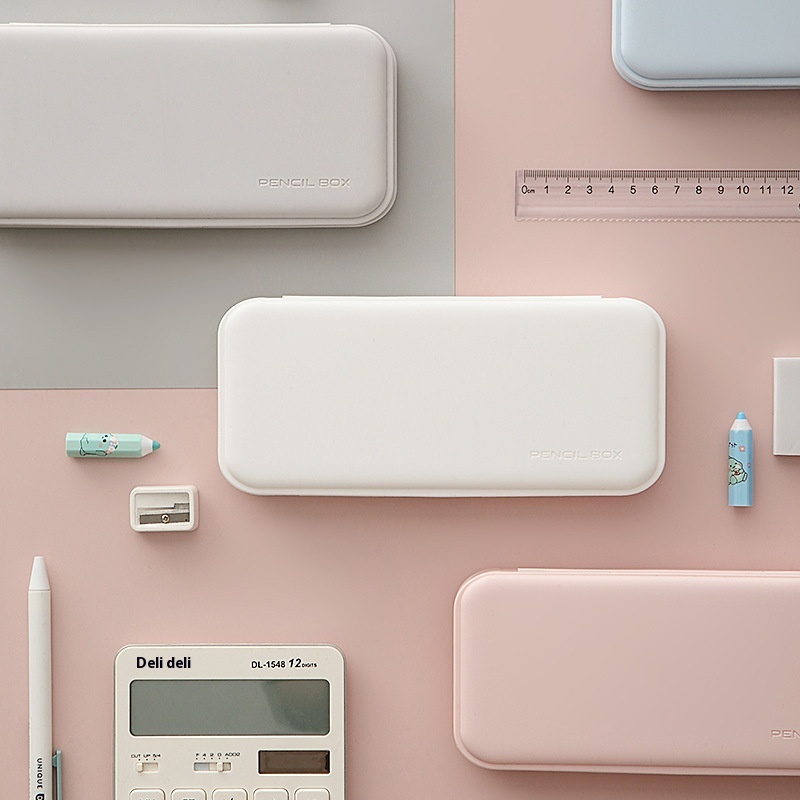 Macaron-Style Pencil Case,Study Stationery Storage,Frosted PPPen Box