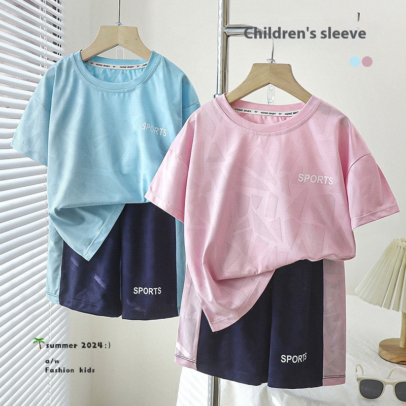Children's Summer Quick-drying Suits For Boys,Breathable Mesh Sportswear,Baby Girls,Elastic Thin Short-sleeved Shorts