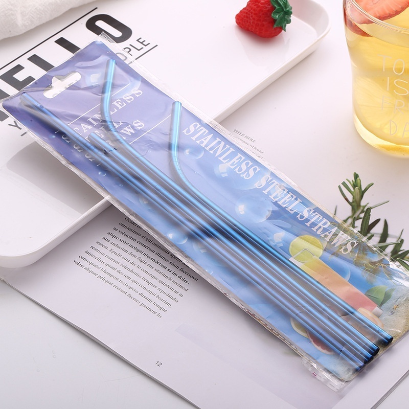 Titanium-plated Colored Metal Straws,Milk Tea Beverage Straws,Stainless Steel304 Straws,Stainless Steel Straw Set