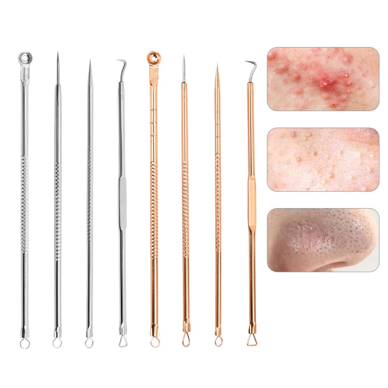 Electroplating Acne Needle4-piece Set Double-headed Blackhead Removal Beauty Needle Acne Needle Acne Squeeze Beauty Tools