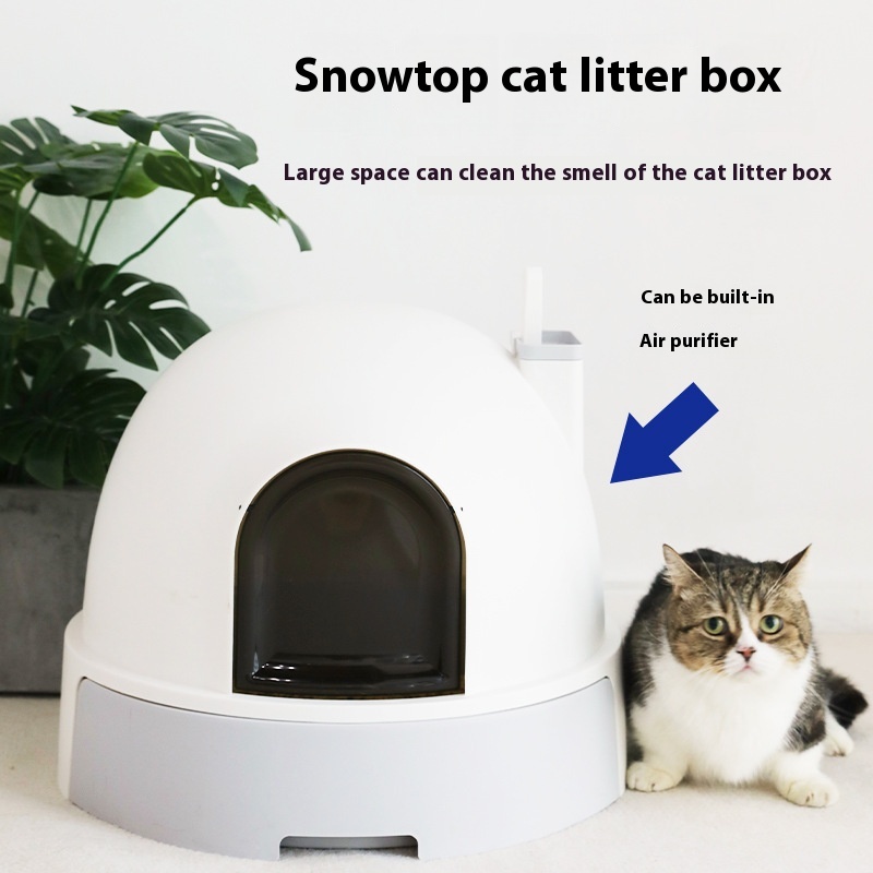 LUSMOSnow House Cat House Fully Enclosed Cat Litter Box Large Drawer Cat Toilet Anti-leakage Sand Deodorant Pet Supplies