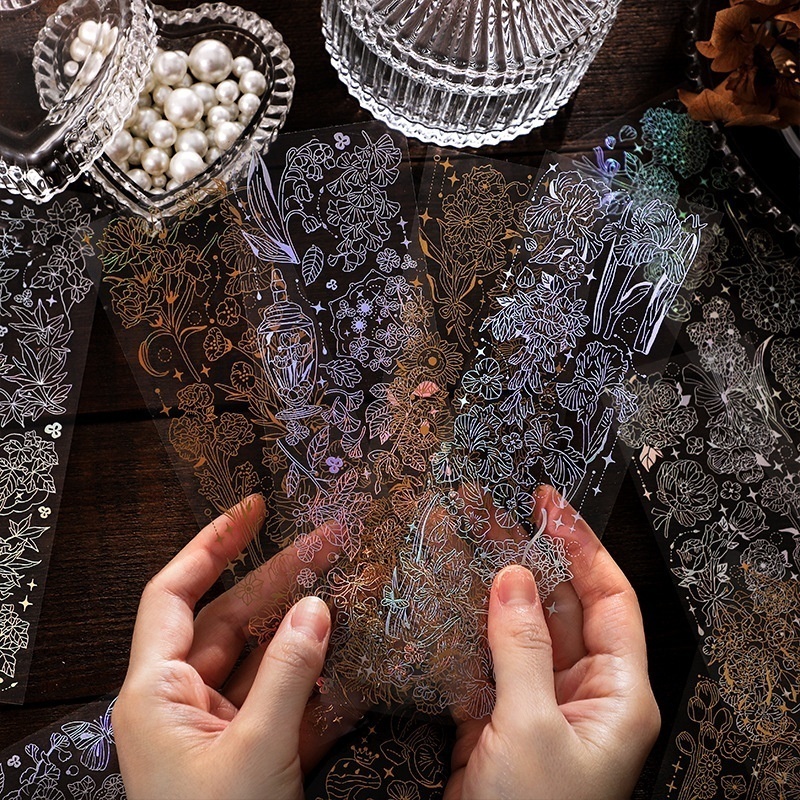 Infeelme Pet Stickers Moon Night Star Series Three-dimensional Gold Stamping Card Handbook Stickers4 Types