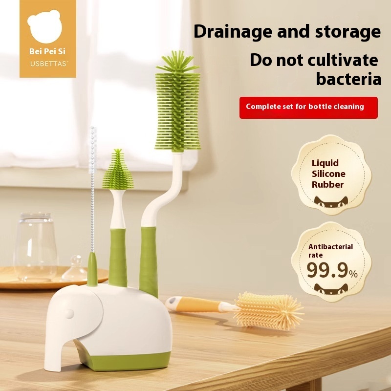 Beptide Bottle Brush Cleaning Brush Born Baby Cleaning Brush Suit Bottle Brush Silicone Nipple Brush