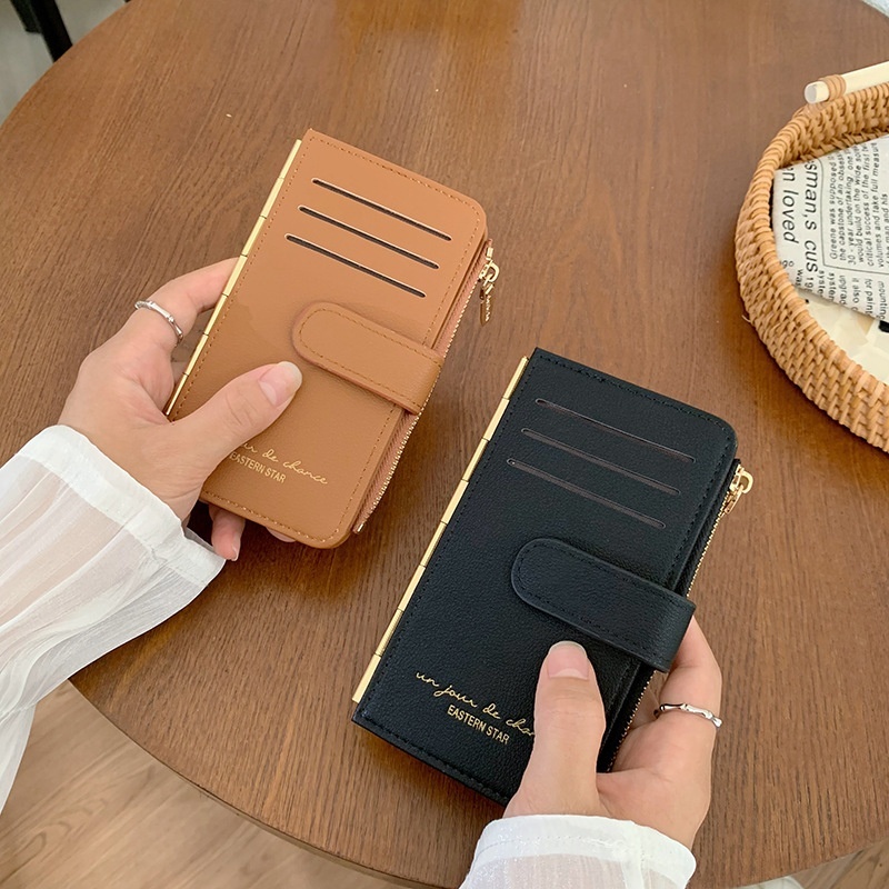 Women's Wallet Solid Color Simple Multifunctional Mid-length Wallet Multi-card Large Capacity Coin Purse