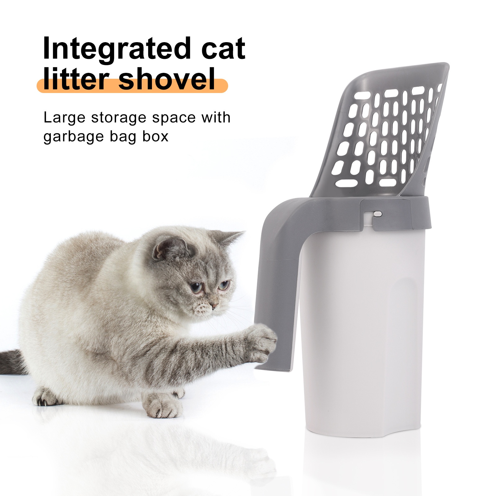 Integrated Cat Litter Scoop Cat Feces Collector Comes With Garbage Bag Set Pet Detachable Cleaning Supplies