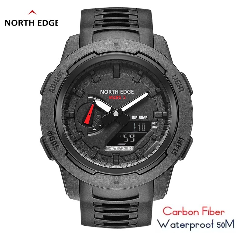 Outdoor Sports Watch Mountaineering Swimming Student Waterproof Electronic Watch Carbon Fiber Alarm Clock Timer Countdown Men's Watch
