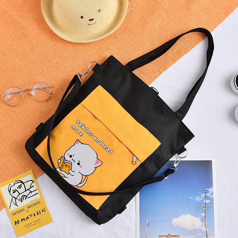 Large Capacity Shoulder Bag Female Student Tutoring Handbag Cute Multi-purpose Backpack Men's Versatile Messenger Canvas Bag