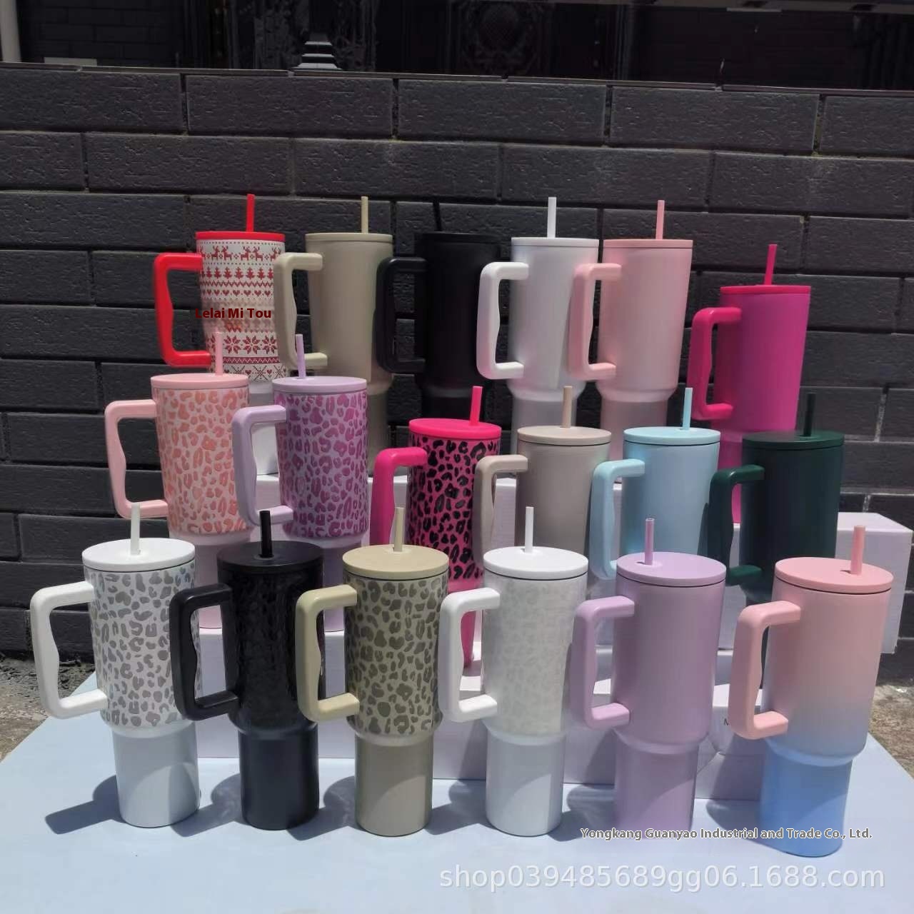 40oz Car Cup Thickened Handle Ice Cup Water Cup With Straw Large Capacity Thermos Cup