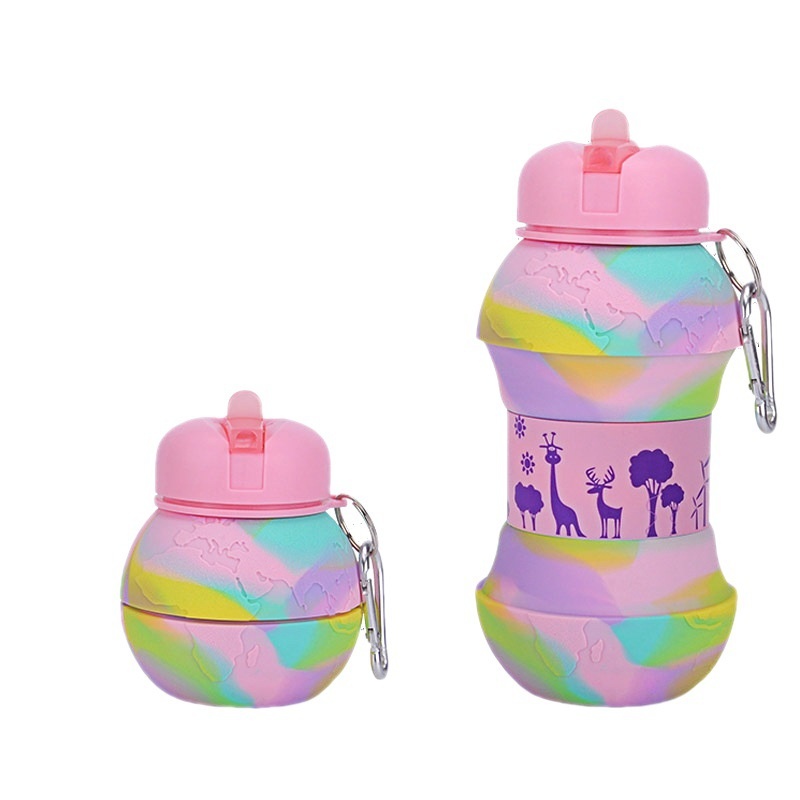 Children's Creative Water Cup Portable Anti-fall And Leak-proof Silicone Water Cup Silicone Telescopic Folding Cup Outdoor Sports Kettle