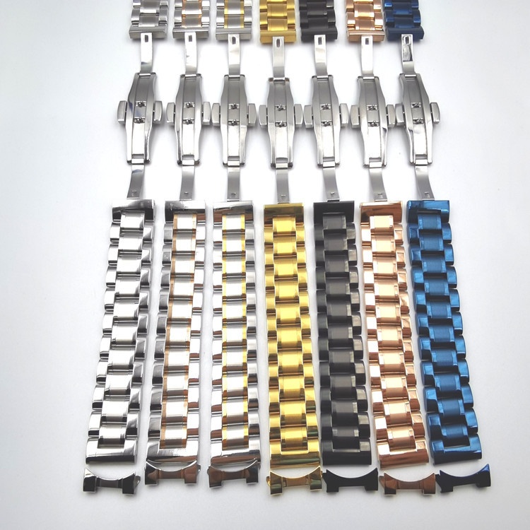 Hardware Butterfly Buckle Stainless Steel Watch Strap Five Beads Famous Craftsman Metal Solid Steel Watch Chain Watch Strap