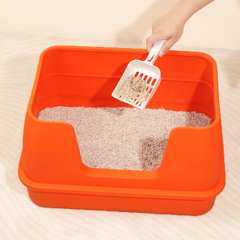 Extra Large Semi-Enclosed Cat Litter Box Square Fully Open Giant Cat Litter Box Toilet Pet Supplies
