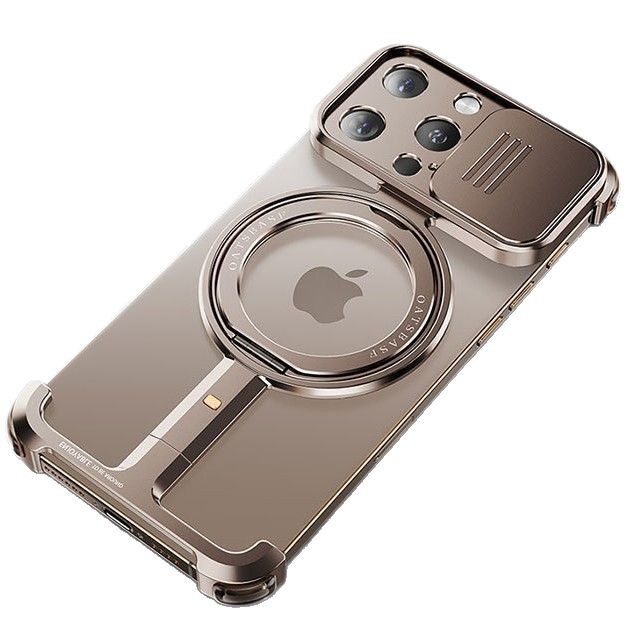 Suitable For Apple 1516promax Slide Cover Protection Lens 360 Degree Rotating Bracket Magnetic Absorption Mobile Phone Case Without Frame