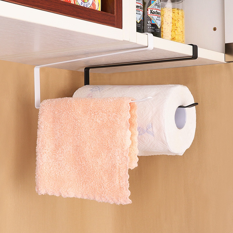 Punch-free Kitchen Paper Towel Rack Wall-mounted Lazy Paper Roll Holder Rag Rack Plastic Wrap Storage Rack Cabinet Rack