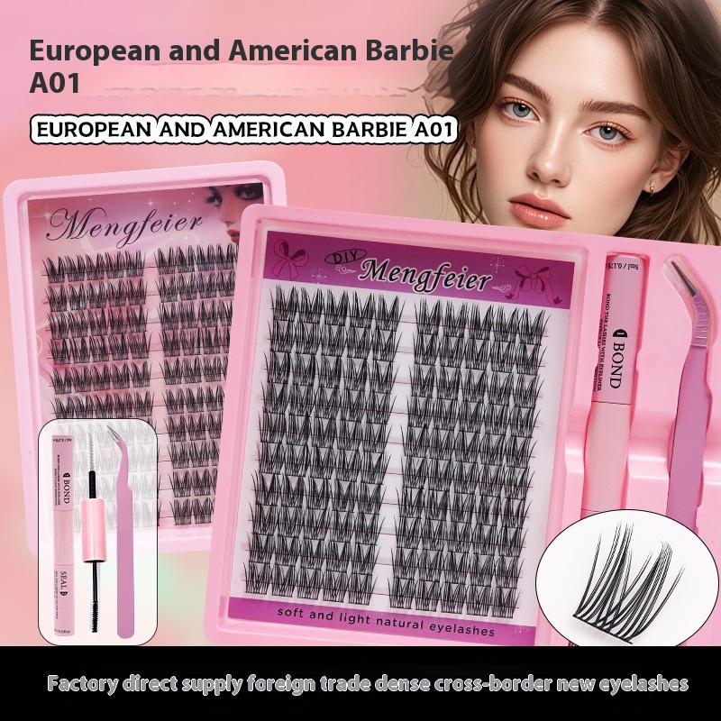 Segmented Eyelashes Europe And The United States Barbie False Eyelashes Naturally Curled Single Cluster Thick Novice Self-grafting Eyelashes