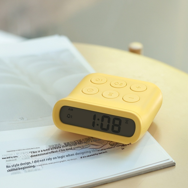 MUIDSmall Alarm Clock Dual-purpose Timer Silent Bedroom Dormitory Student Simple Mini Bedside Digital Electronic Clock