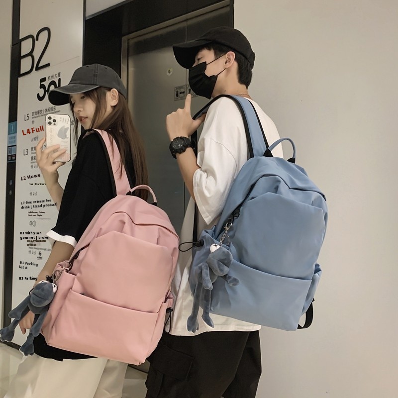 Schoolbag Men's Large-capacity Solid Color Backpack Women's Korean Style Fashion Middle School Student Backpack Casual Backpack