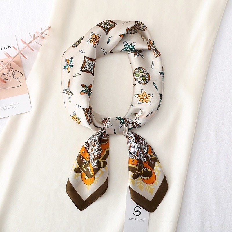 Square Scarf For Women Fashion Versatile Korean Version Of Imitation Silk Professional Decorative Scarf Satin Geometric Printed Scarf